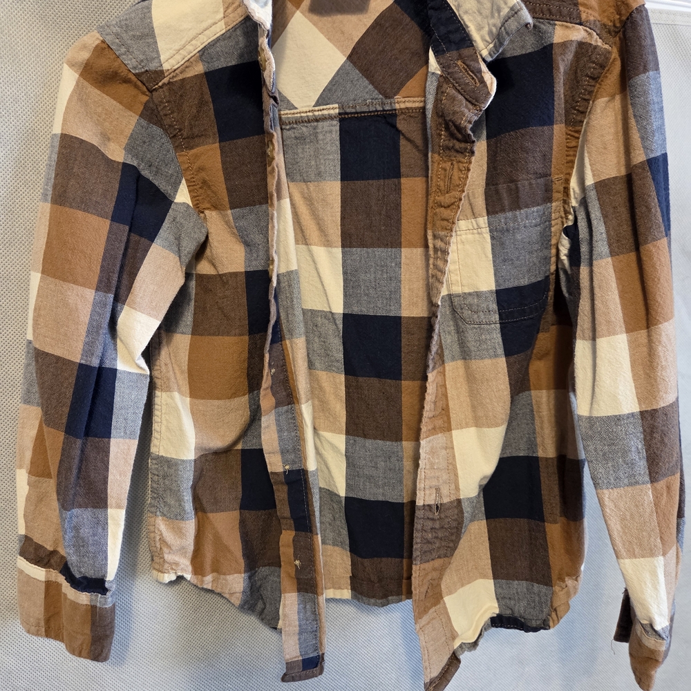 Jumping Beans Kids Plaid Shirt - Brown, Blue, and Cream